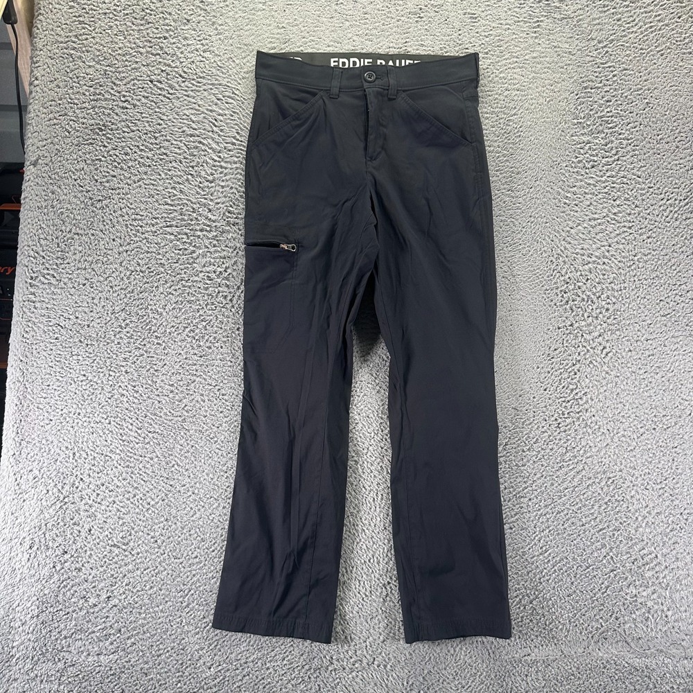 Eddie Bauer Rainier Tech Pant Men's 30x29 Black Nylon Windbreaker Hiking Stretch